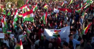 Kurdish activists protest against Shiite paramilitaries violations in Erbil