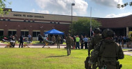 Gunman opens fire at Santa Fe High School, causing fatalities and injuries.