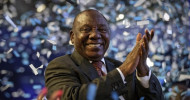 South Africa’s ANC wins re-election with reduced majority President Cyril Ramaphosa applauds as confetti is launched at the end of the results ceremony in Pretoria [Ben Curtis/AP]