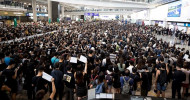 Hong Kong airport cancels Monday flights amid sit-in protest Authorities say they are suspending departing and arriving flights after thousands of protesters enter arrivals halls.